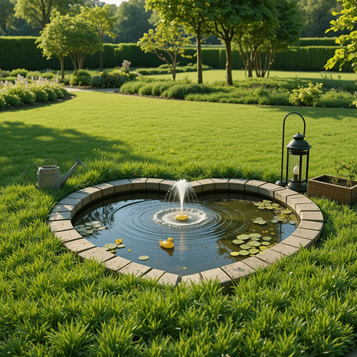 Jardin avec une marre