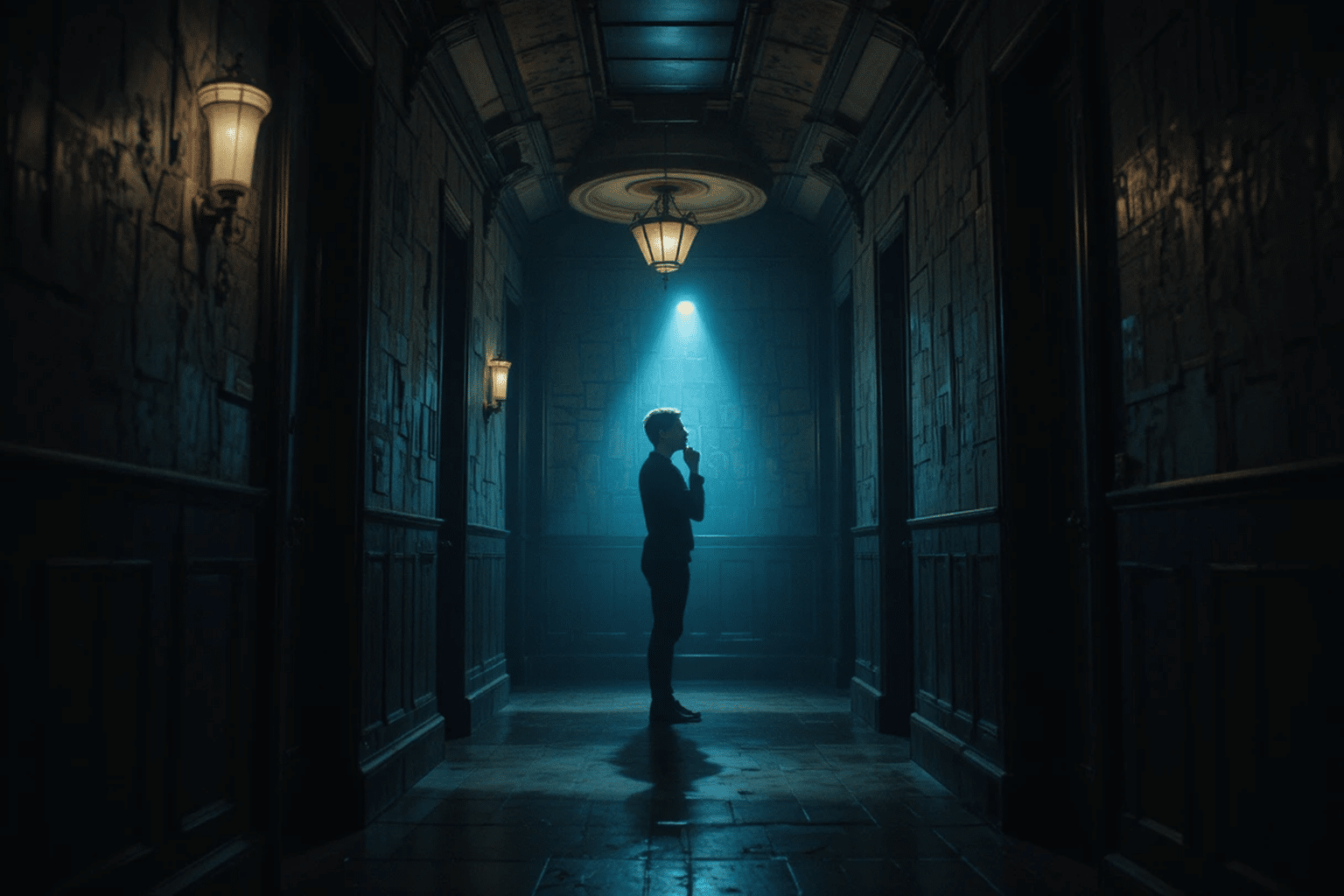 luminaire dans un couloir