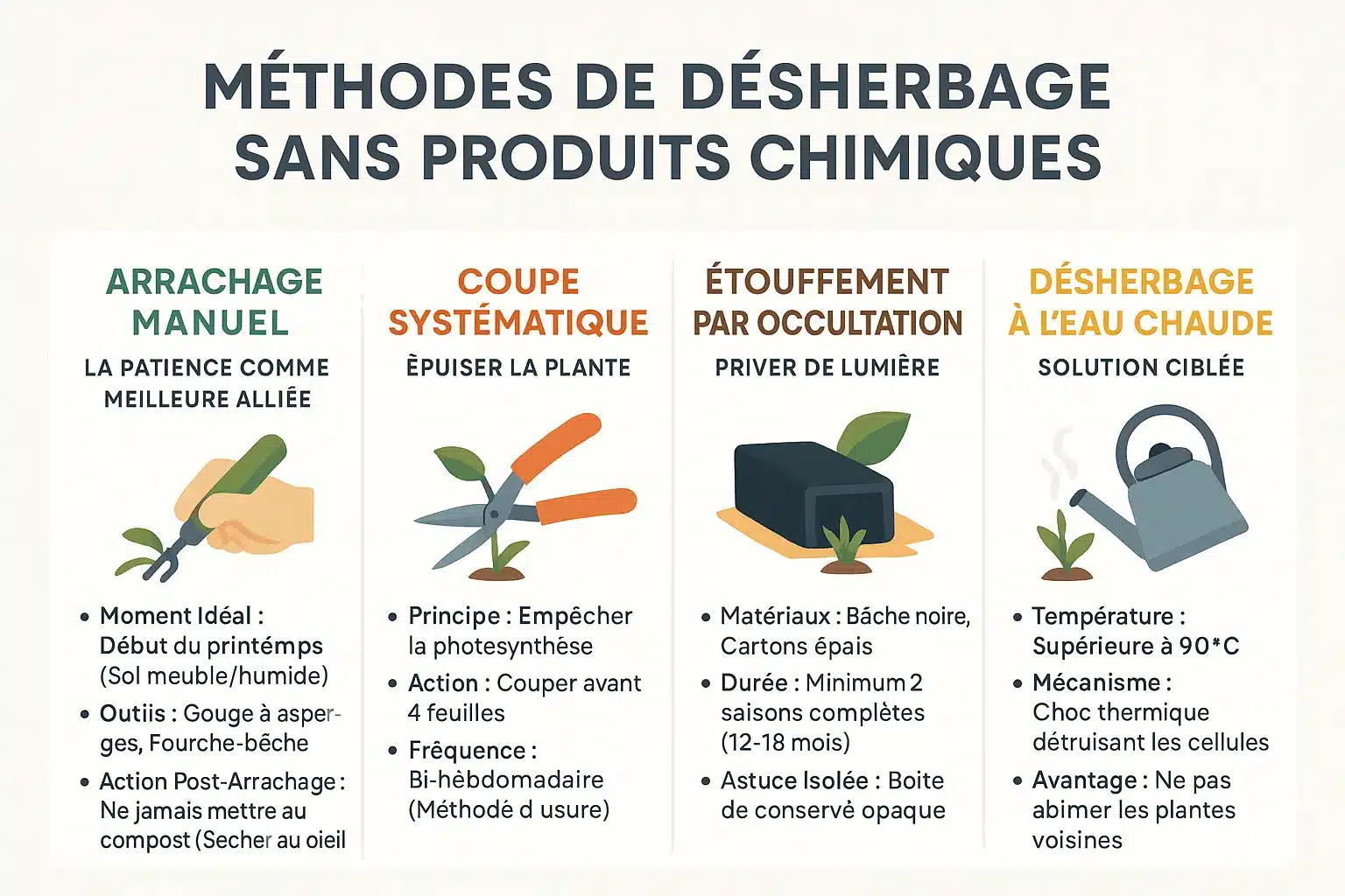 Comment se débarrasser du liseron Illustration des méthodes de désherbage sans produits chimiques